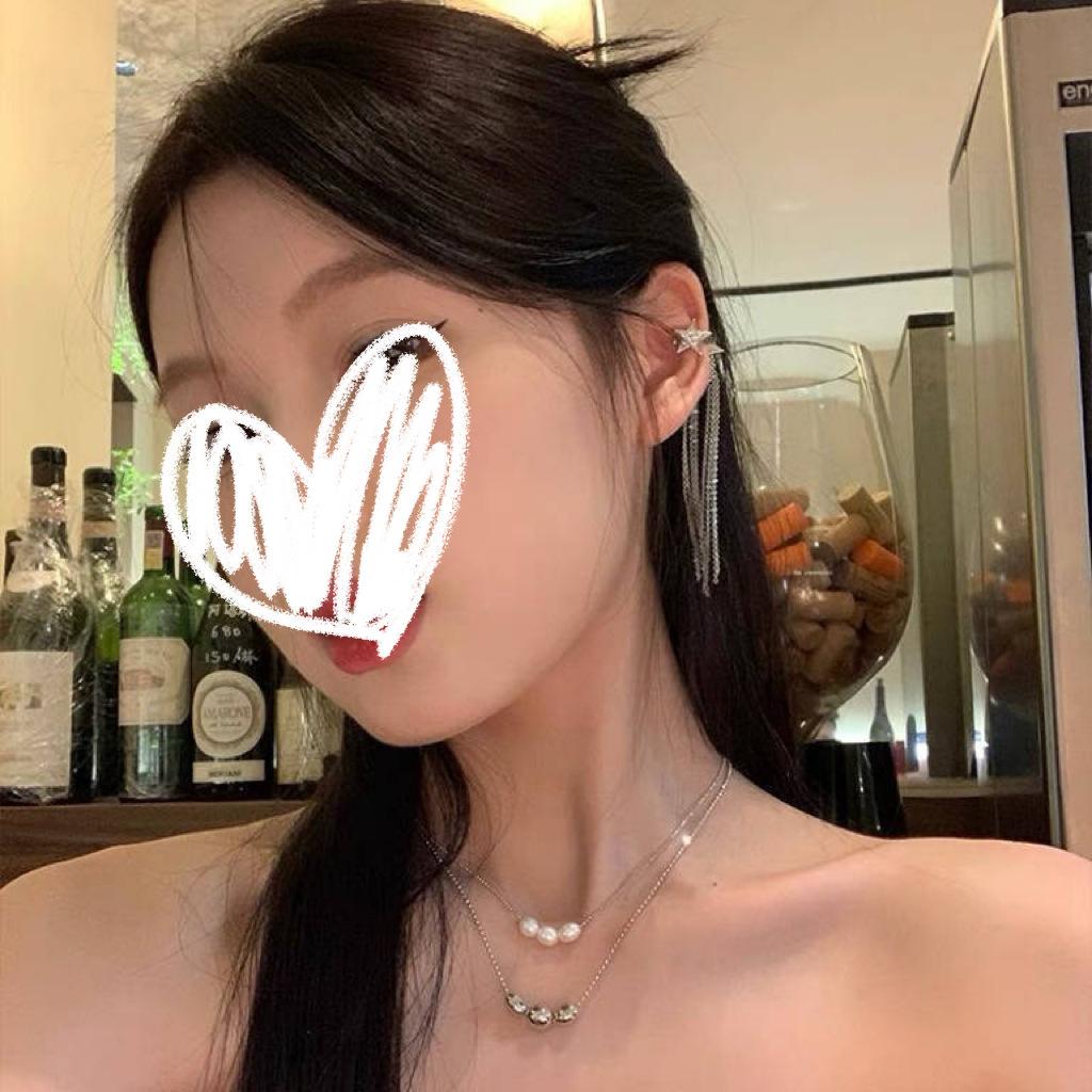 Temperament Star Long Fringed Earrings Niche Design Light Luxury Earrings Premium Earrings Women's No Ear Piercings Ear Bone Clips