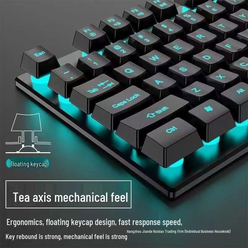 Silent Mechanical-Feel Wired Keyboard & Mouse Gaming Set (3-Piece, Universal for Computers & Laptops)