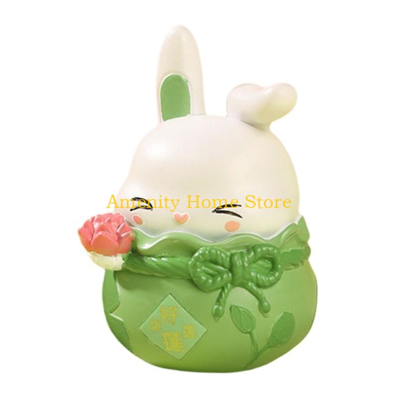 

F26C MidAutumn Festival Mini Resins Bunnies, Animal Figures for Home and Garden
