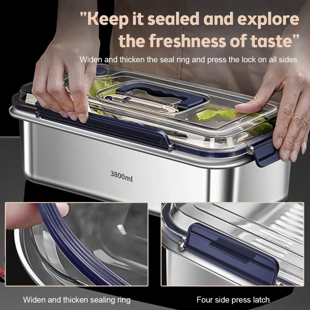 316 Stainless Steel Food Storage Container Set, Airtight Leakproof Kitchen Organizer with Lids, Large Capacity Bento Box