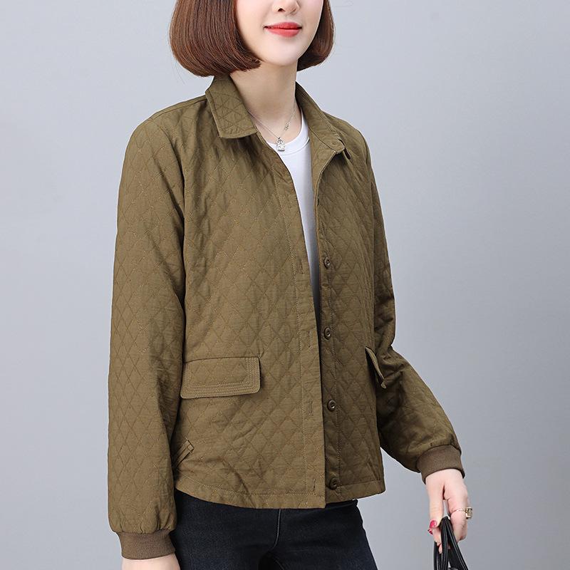 2024 New Autumn Argyle Coat for Women - Short, Casual, Hot Style Jacket for Middle-Aged Moms