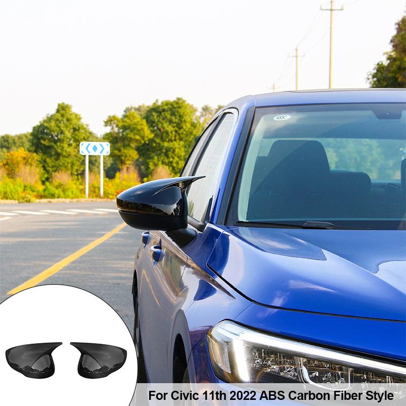 2PCS Car Side Rearview Mirror Cover Cap Mirror Shell Case For Honda Civic 11th Gen  2022 2023 Rear View Mirror