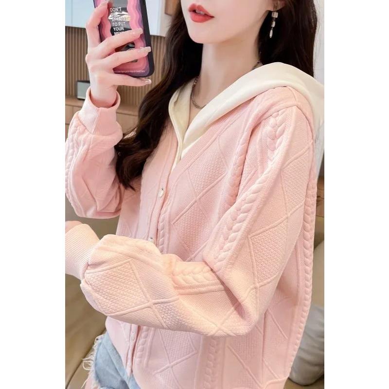 Fake Two-piece Coat for Women New Autumn Style Loose Lazy Spliced Casual Sweatshirt Fashionable and Versatile Top