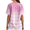 Women's Casual Printed V-Neck Pocket Side Slit Short Sleeved Top Short Sleeved Top