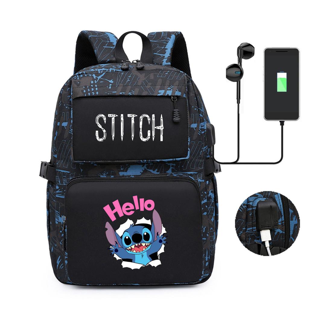 Peripheral Printed Backpack, Large-Capacity Student Schoolbag Usb Computer Bag For Men And Women