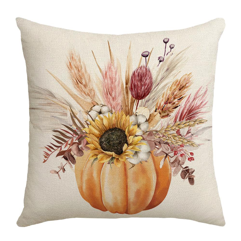 New Thanksgiving Autumn Cushion Pumpkin Maple Leaf Sunflower Home Cushion Pillow Cover