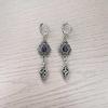 Vintage Ethnic Ancient Silver Filigree Purple Teardrop Gemstone Dangle Earrings for Women Boho Gypsy Hoop Earrings Jewelry Gifts