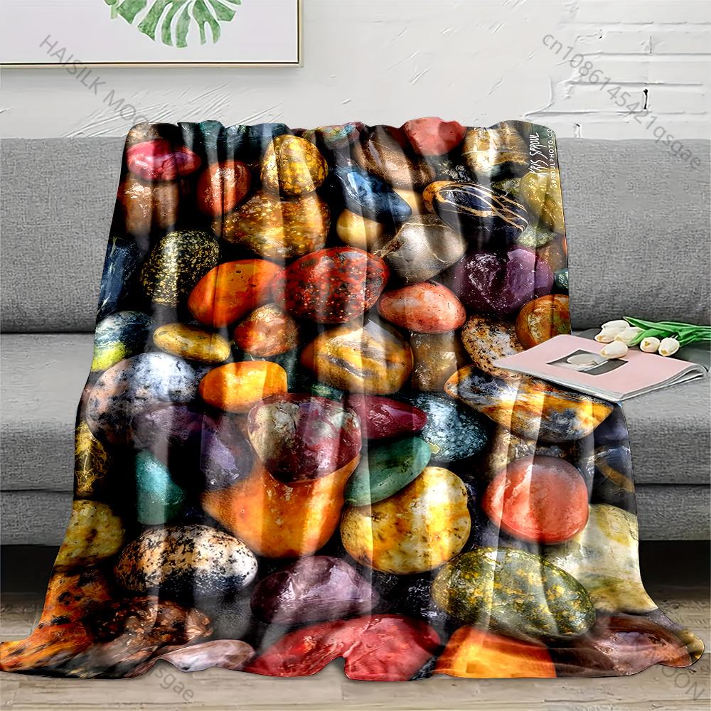 

Colorful smooth stones densely arranged Blanket Suitable for Home Bedroom Sofa Travel Camping Blanket Various Sizes for Gifts 75x90cm