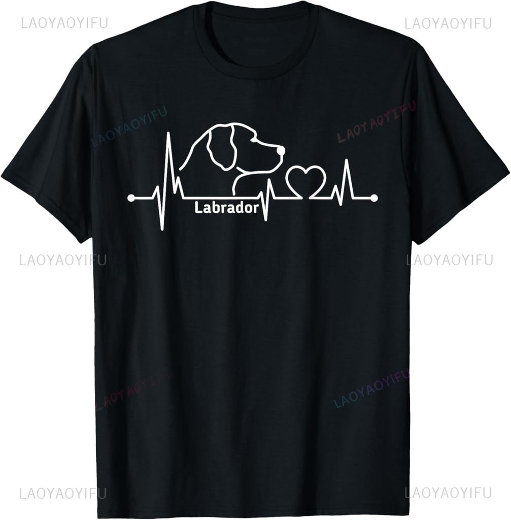 Labrador Heartbeat Dog Breed Dog Lover Dog Gift T-Shirt for Men Women Funny Shirt Couple Harajuku Camisas Streetwear