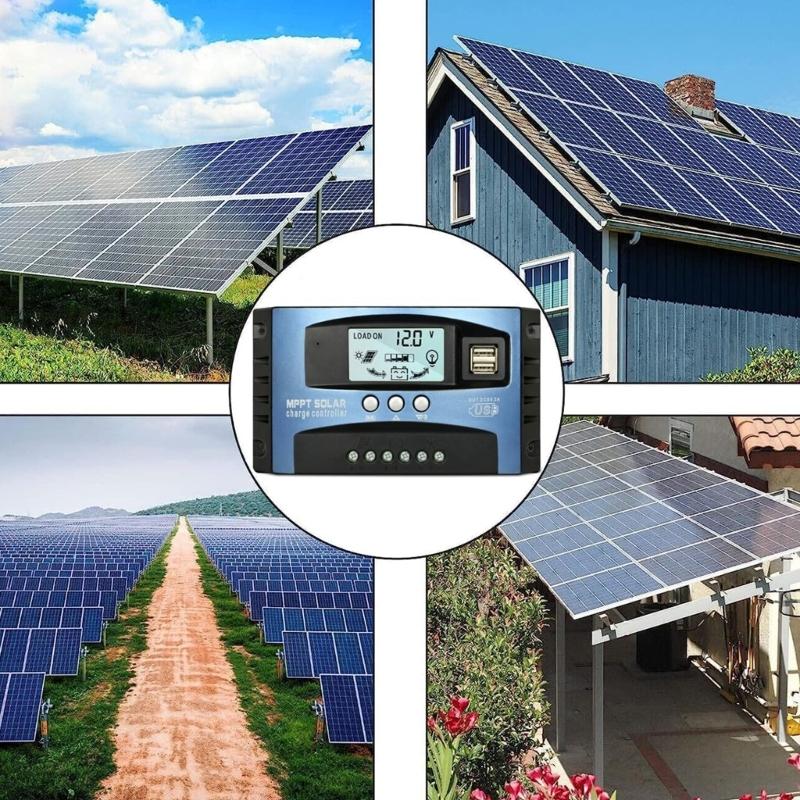MPPT Solar Charge Controller With LCD Display Double USB Port 100A Auto Solar Charge Battery Regulator for Solar Panel