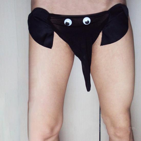 Men Elephant Thong Breathable Funny Bulge Pouch Elastic Moisture Wicking Pornographic Soft Long Elephant Nose Men G String for Inside Wear