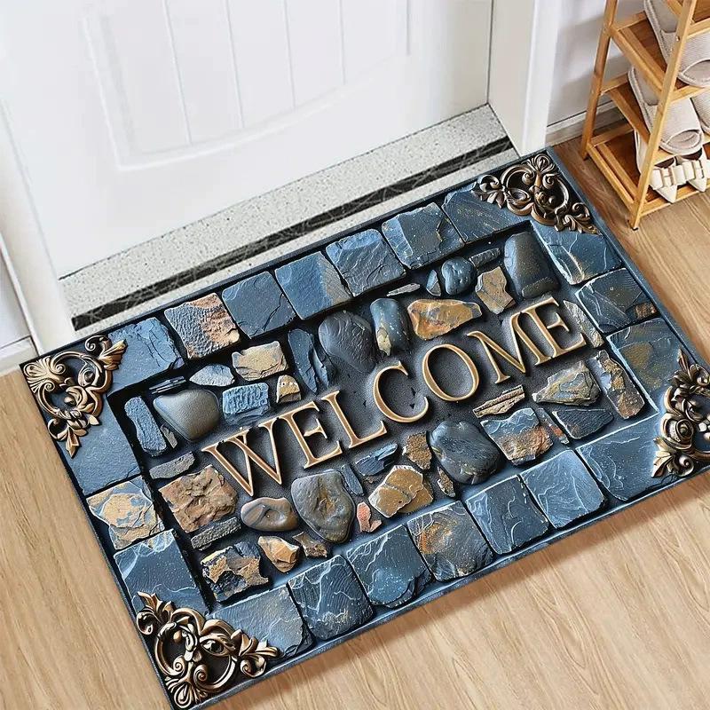 Entry Floor Mat for Bedroom Bathroom Slip-resistant Entrance Area Wear-resistant Entrance Crystal VelvetMat Home Decor