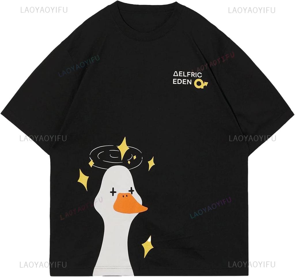 Aelfric Eden Herren Lockere T-Shirts Verzerrter Porträtdruck Rundhals Tops Streetwear Lässig Sommer Belüftet Lässiges Hipster-Shirt