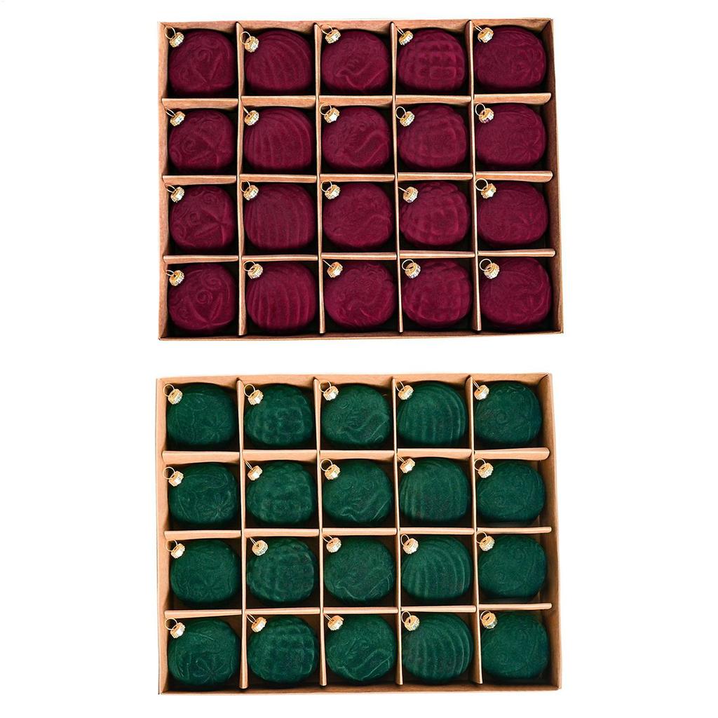 Samt Christbaumkugeln 20 Stück/Karton 6cm Beflockte Baumkugeln Anhänger Ornamente Luxuriöses Design Dekoration Für Weihnachtsdekoration