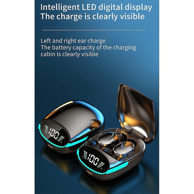 Wireless Headset Wireless Stereo In-ear Led Light Touch Digital Display Black