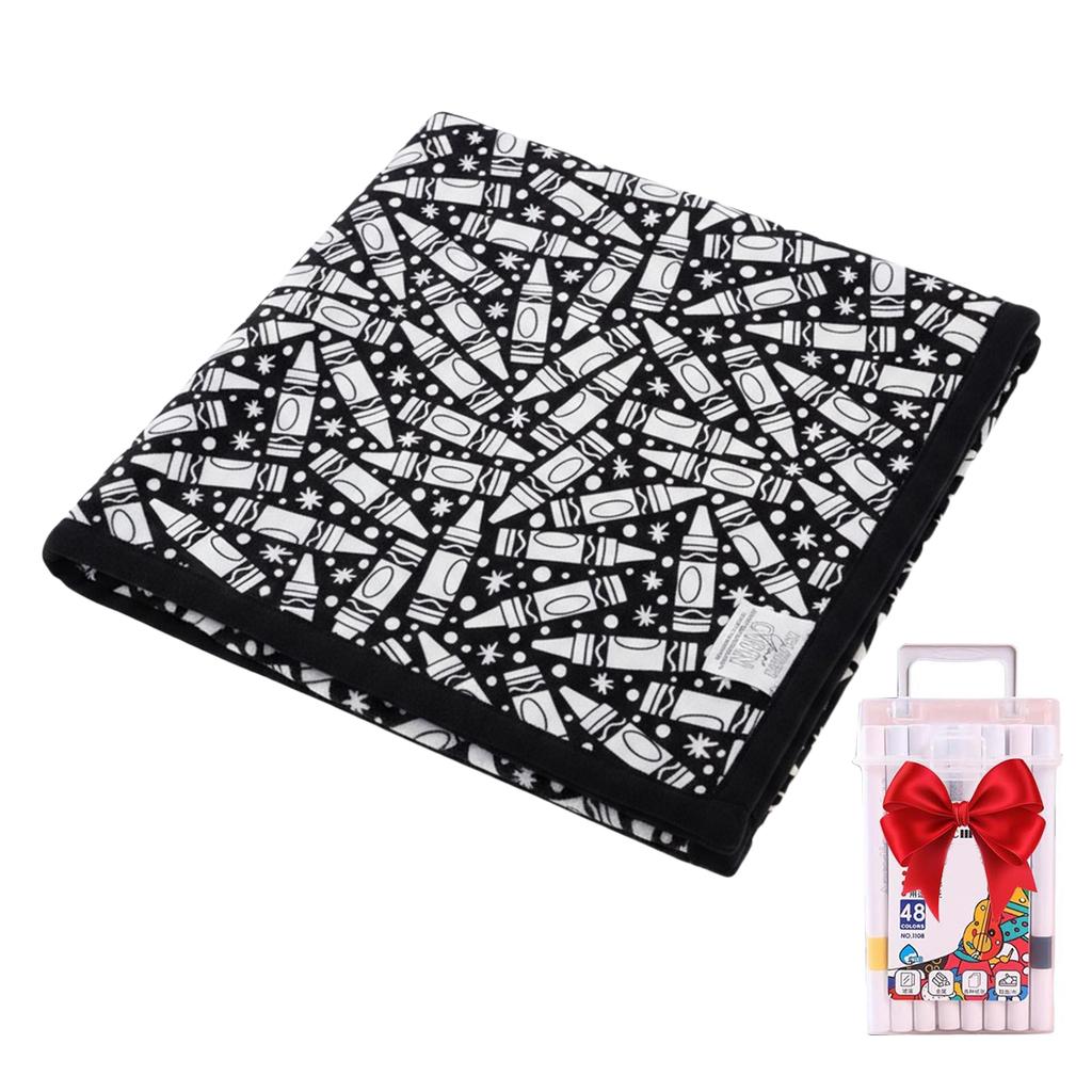 DIY Coloring Blanket Washable Fuzzy Velvet Creative Art Project Painting Blanket for Holiday Arts Crafts Activity Party