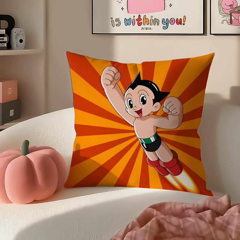 Classic Japanese Anime AAstroboy Cushion Cover Pillowcase Short Plush Invisible Zipper Room Sofa Cushion Cover