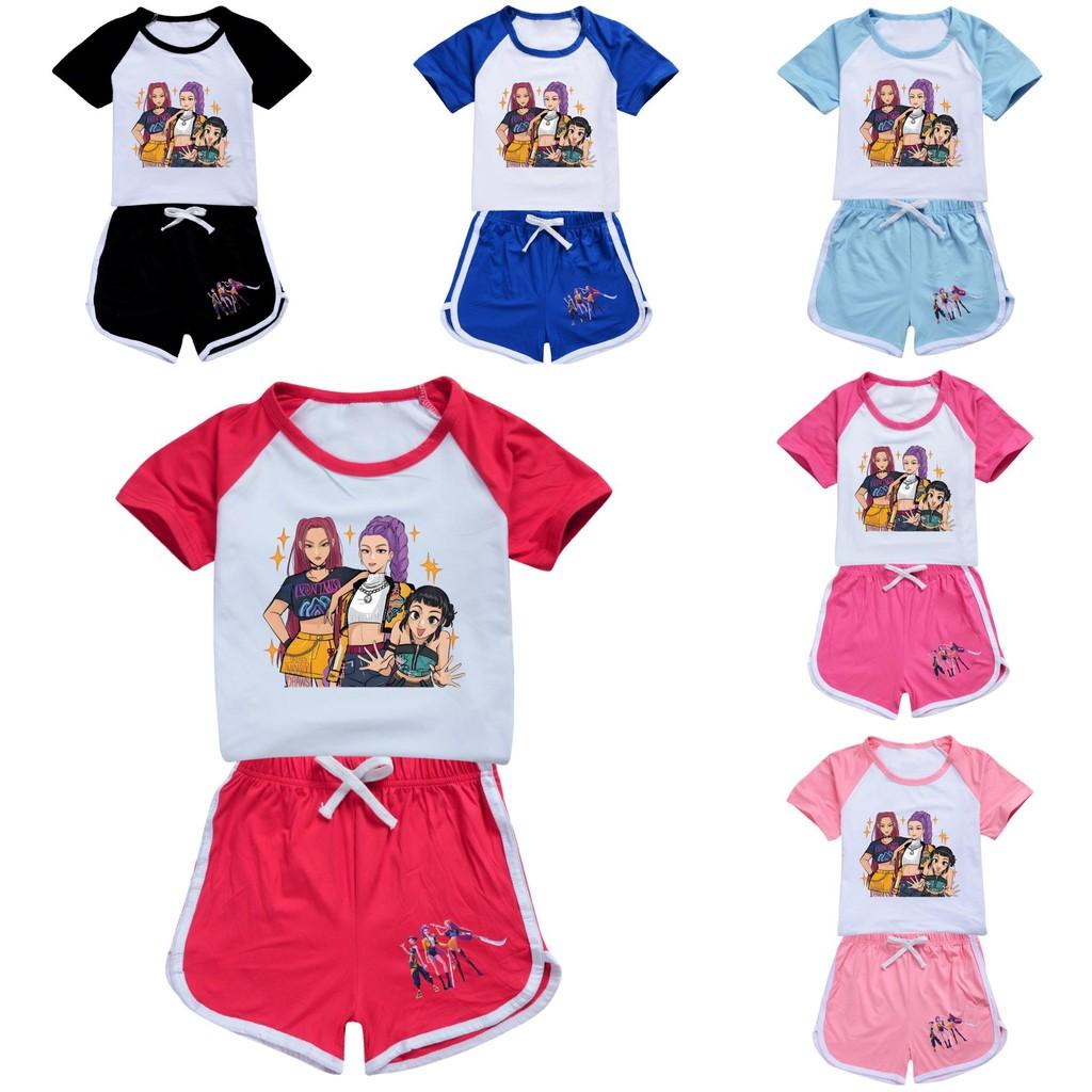 Kpop Demon Hunters Children Summer Short Sleeve Shorts Sport Set With Soft Cotton Fabric For Active Play