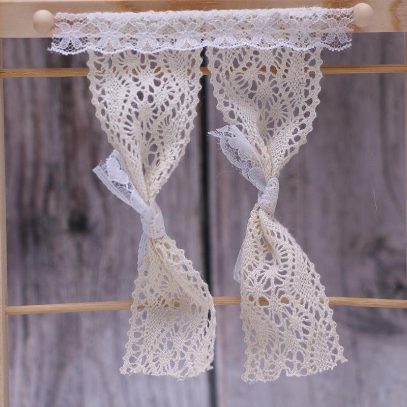 Miniature Dollhouse Lace Curtain Prop for Role-Playing BJD OB11