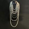 Trendy Geometric Design 7 Layer Pearls Chain Statement Jewelry Set Vintage Fashion Pears Jewelry Suitable For All Season