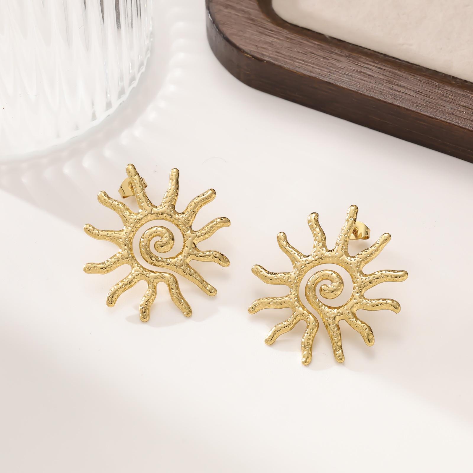 

Ретро преувеличенные серьги-гвоздики в виде подсолнуха, простые модные серьги для женщин