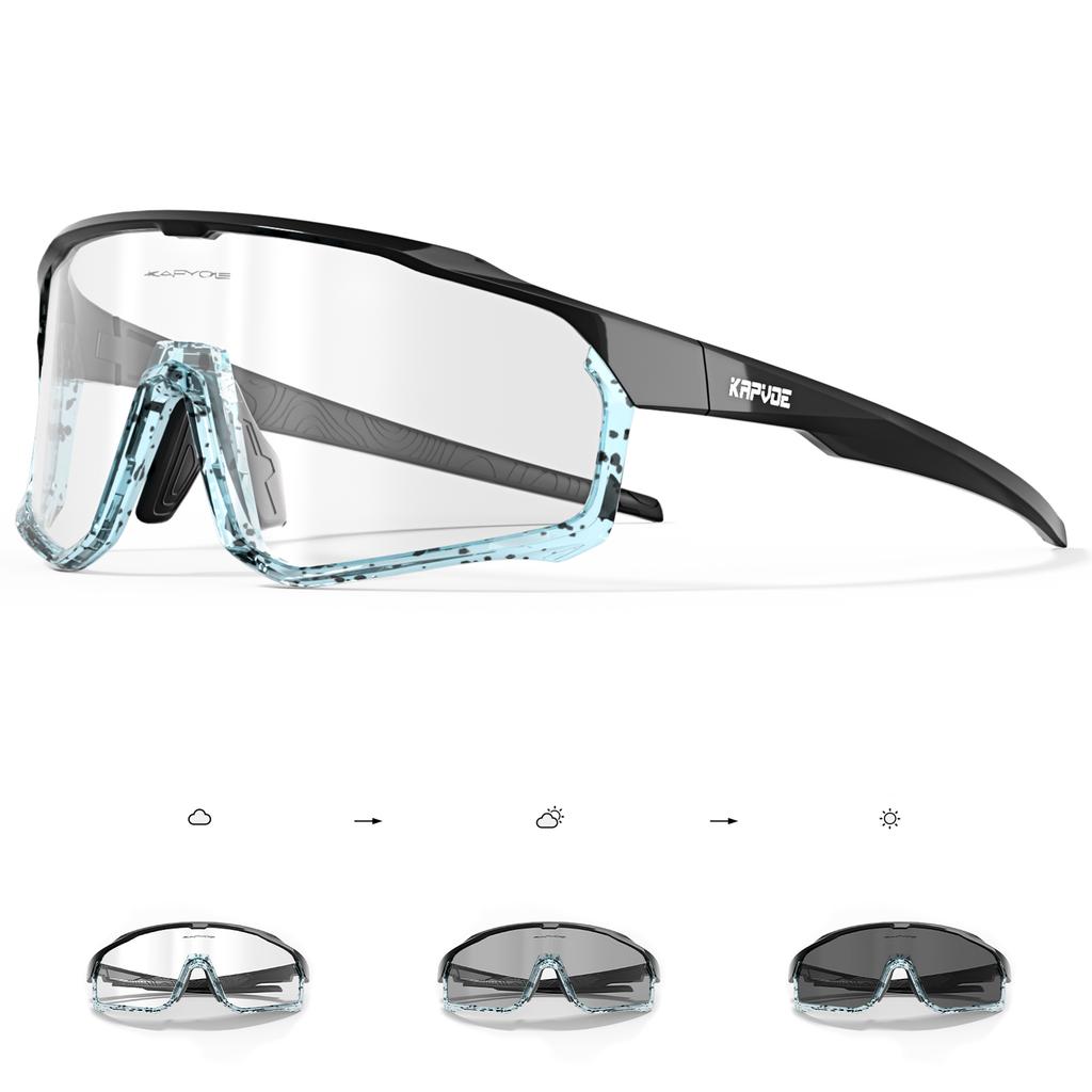 Kapvoe Photochromic Cycling Sunglasses for Men Glasses MTB Bike Road Bicycle Sports Protection Goggles UV400 Hiking Eyewear