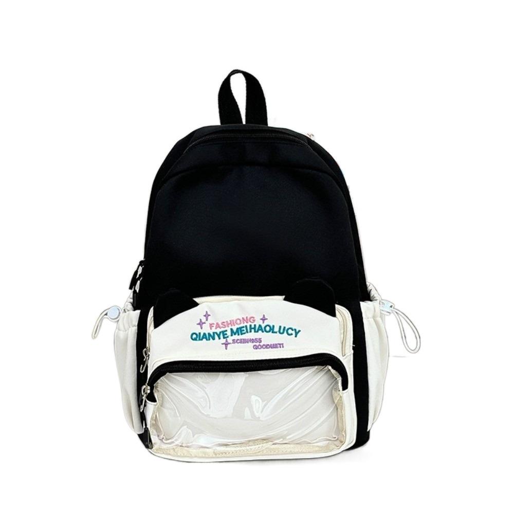 Multiple Pockets Student School Bag Color Matching Large Capacity Daypack  Women