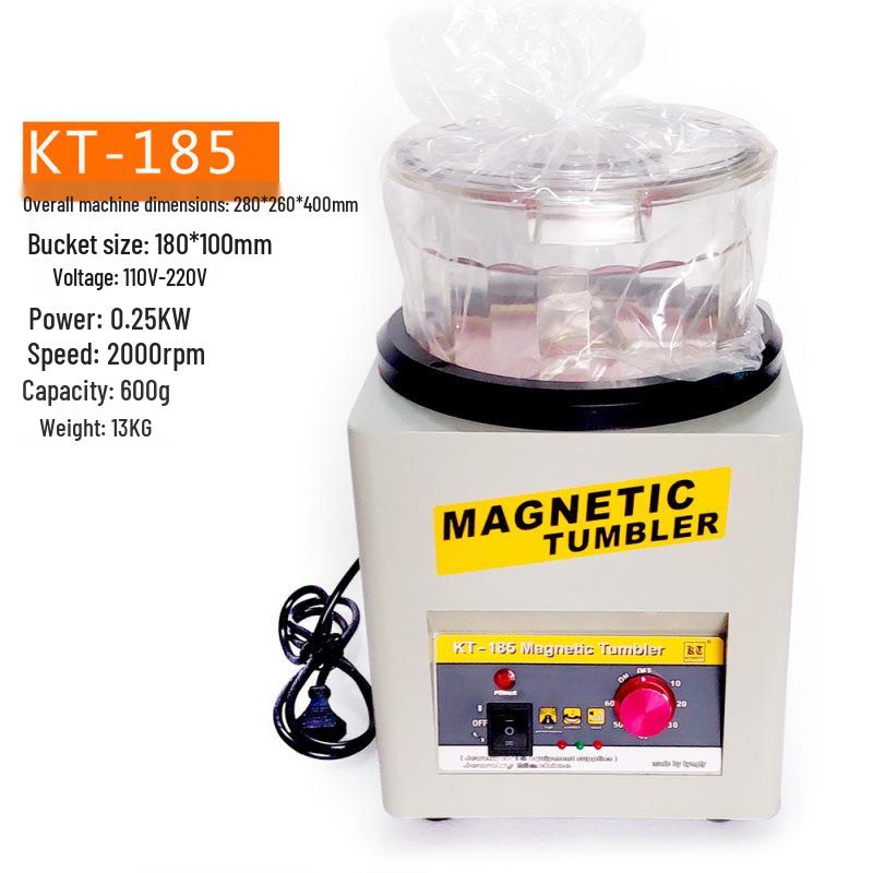KT185 Magnetic Tumbler Polisher: Automatic Deburrer & Jewelry Polisher with Forward/Reverse Rotation
