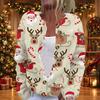 Women's Christmas Print Long Sleeve Knit Cardigan Button Down Sweater
