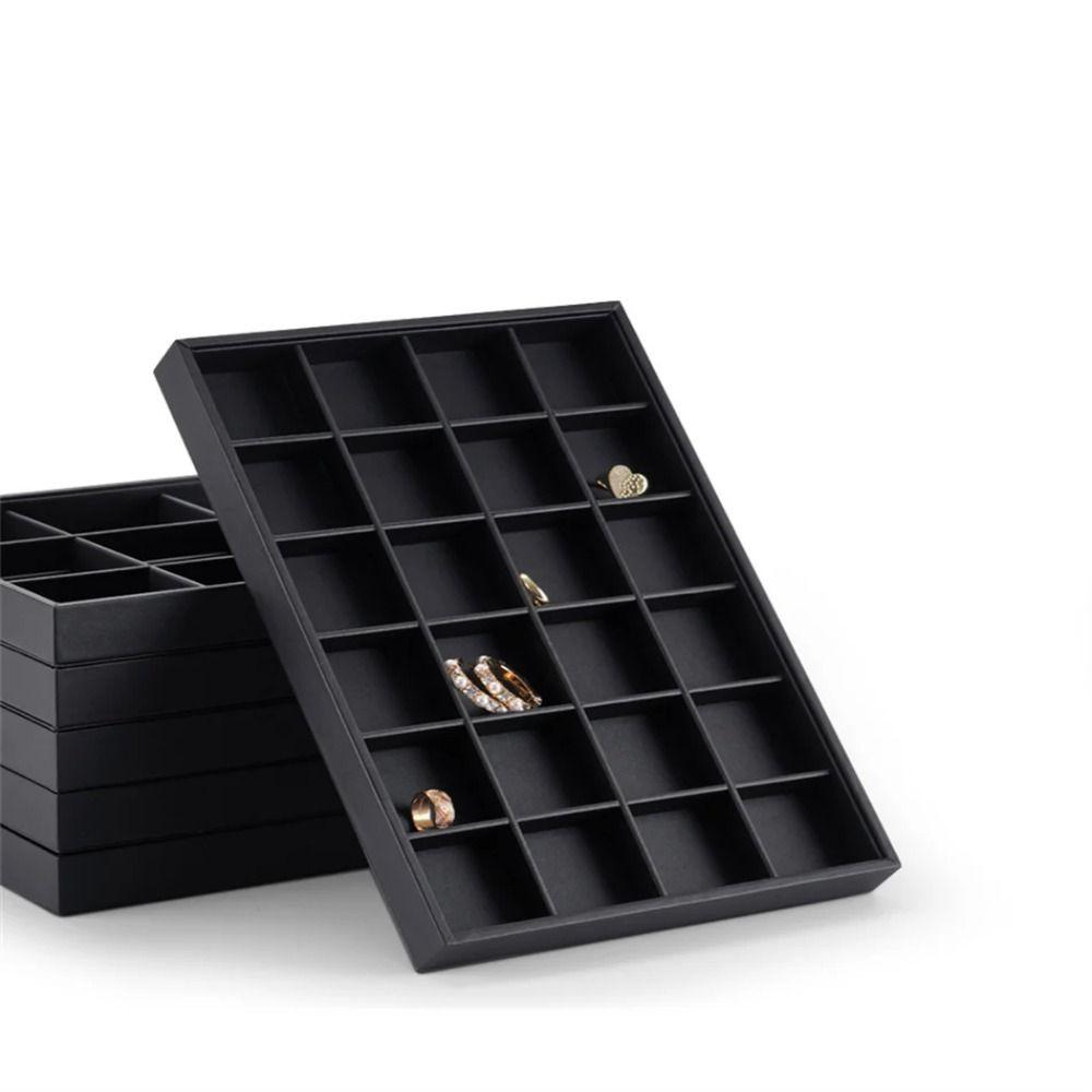 Stackable PU Leather Jewelry Pallet Multi Compartments Jewelry Drawer Inserts Dresser