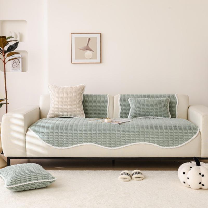 1 stk Uregelmessig lodden sofahåndkle til stue Vinter Tykk plysj Sklisikkert sofatrekk L-formet sofatrekk