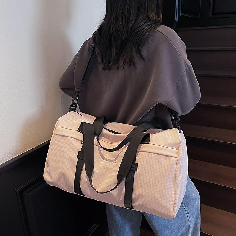 Large Capacity Sports Fitness Bag Separation Shoes Bags Shoulder Bag Plaid Storage Travel Bag