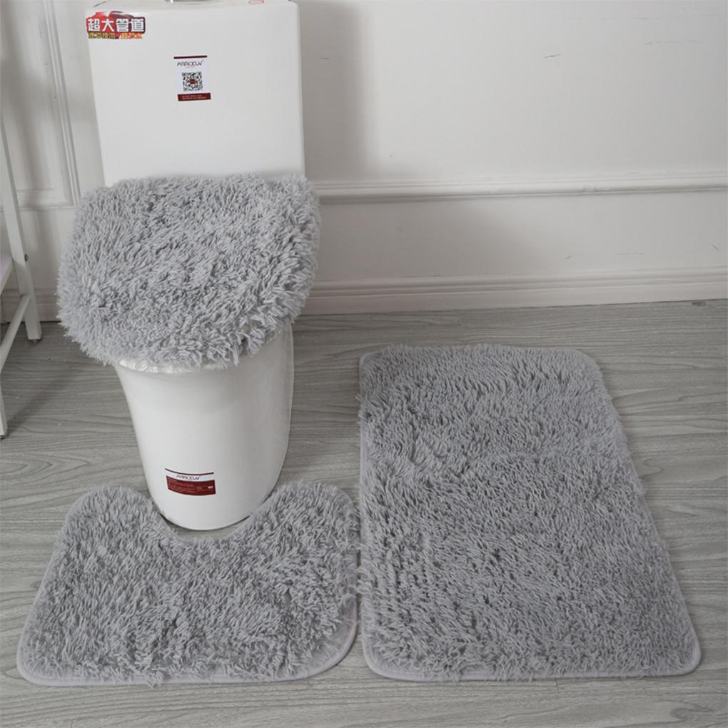 3pcs PU Soft Texture Strong Water Absorption Toilet Mat Set For Bathroom Carpets Cover Rug