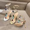 High Banquet Women's Shoes Summer New Women's T-word with High Heels Beautiful Not Tired Feet Sandals