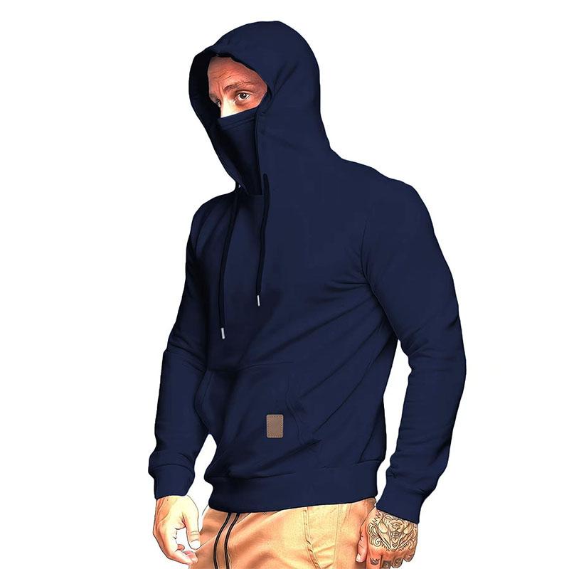 Sportswear Men's Hooded Long Sleeve Fleece Sweater Men's Face Mask Sweatshirts