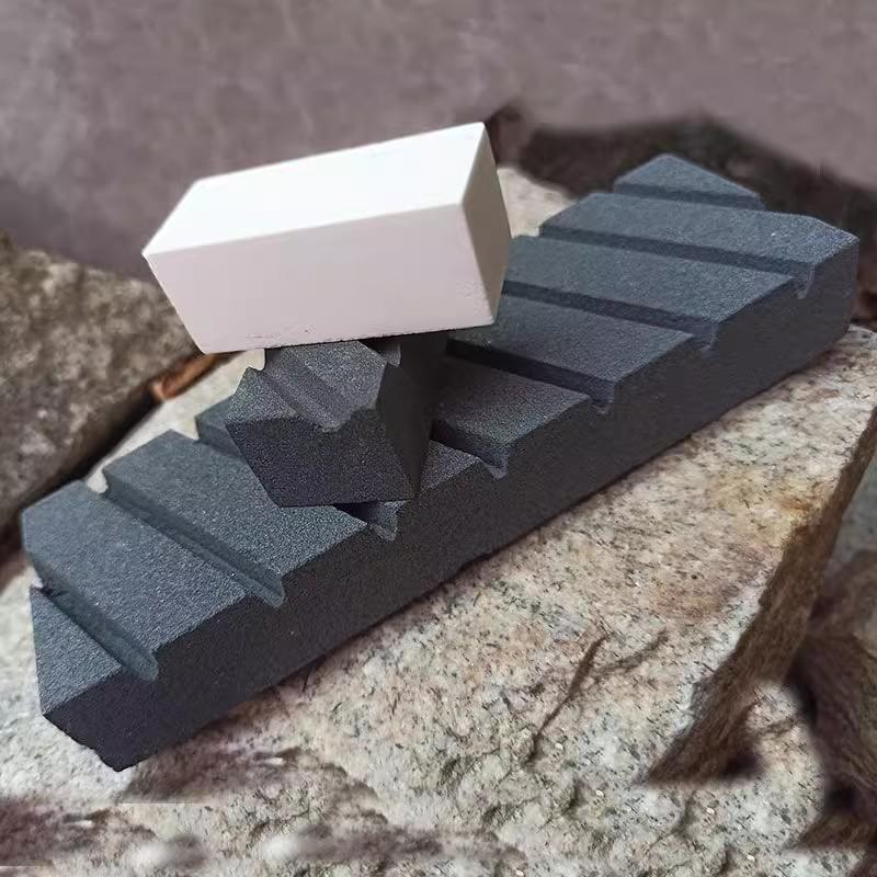 White Oilstone Sharpening Tool: Large & Small Striped Stones for Concave & Convex Blade Polishing