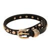 Pu Leather Inlaid Gold Mushroom Stud Belt Metal Buckle Jeans Belt Dress Waistband  Women's