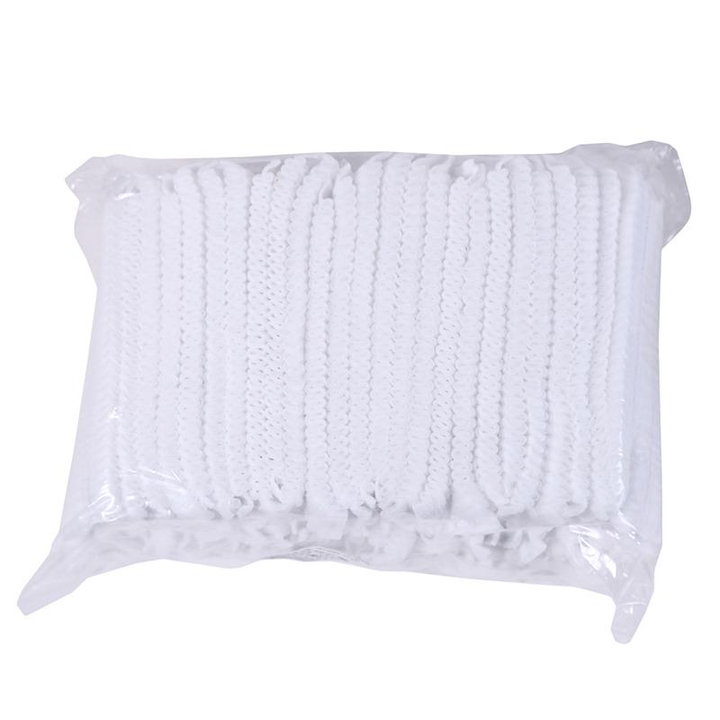 100Pcs Disposable Non-Woven Strip Hat Hotel Workshop Dust Cap Blue White Shower Cap For Spa Hair Salon Beauty Accessories