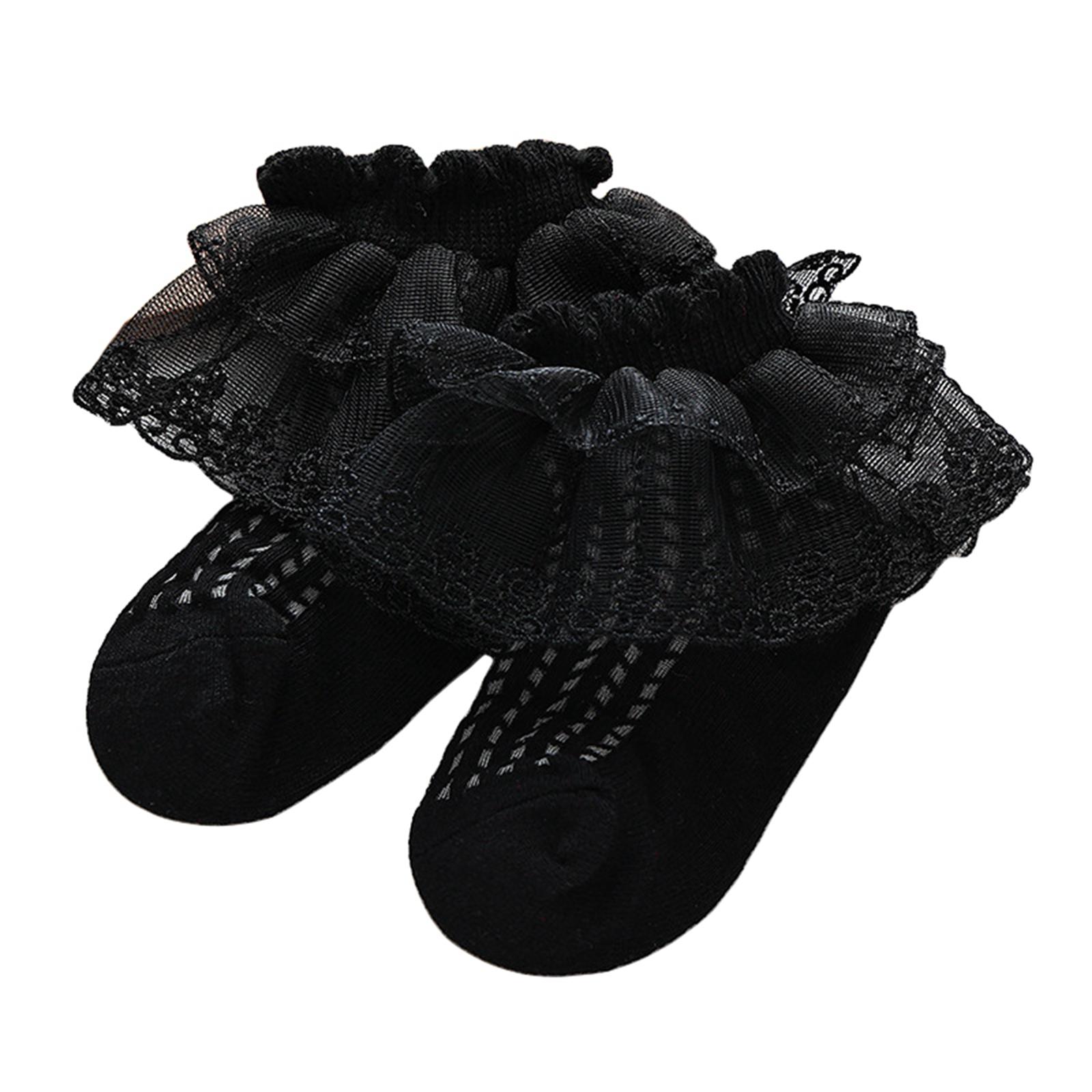 

Baby Girls Socks Double Layered Lace Ruffles Socks Toddler Kids Lace Dressy Short Socks Child Spring Summer Princess Socks 0-3T 1-3Years