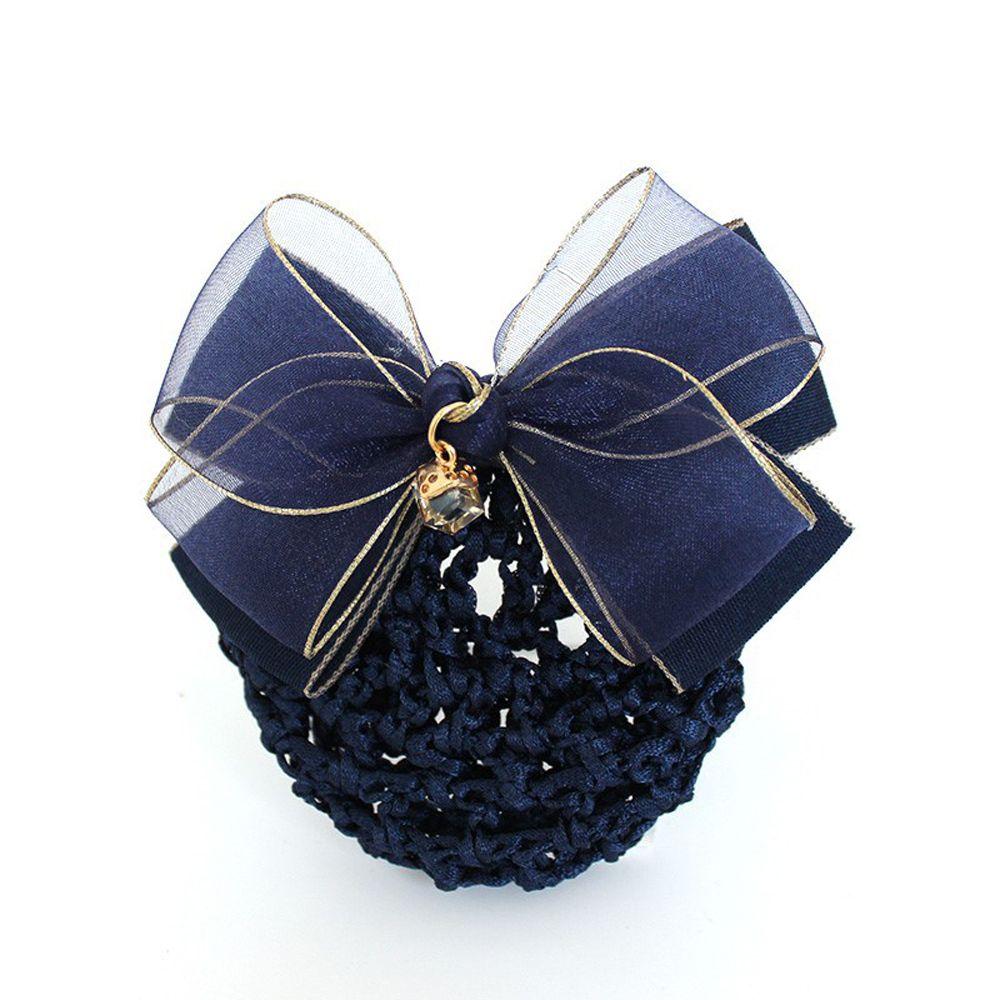 Exquisite Trendy For Stewardess Nurse Cloth Spring Clip Elegant Bow headwear Women Headdress Mesh Snood Hairnet