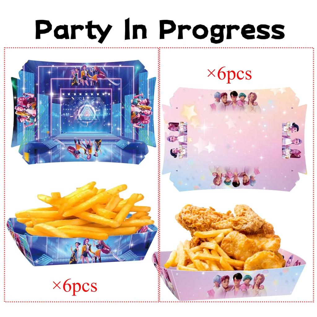 New Hot K-Pop Theme Party Supplies Kids Birthday Party Candy Fries Popcorn Boxes Trays Gift Packaging Boxes