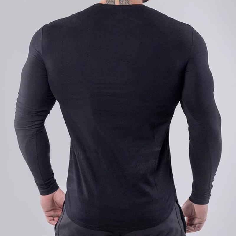 Muscleguys Men Running Slim Fit T-shirt Long sleeves Sports Tees Gym Fitness Sweatshirt Male Jogging Tracksuit Cotton Athletic Shirt Tops