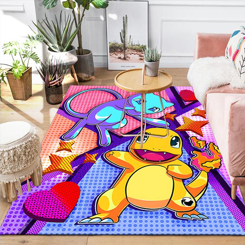 1Pc Pokemon Love Story Rug, Office Carpet Indoor Outdoor Doormat, Non-Slip Soft, Living Room, Christmas Halloween Gift M929406