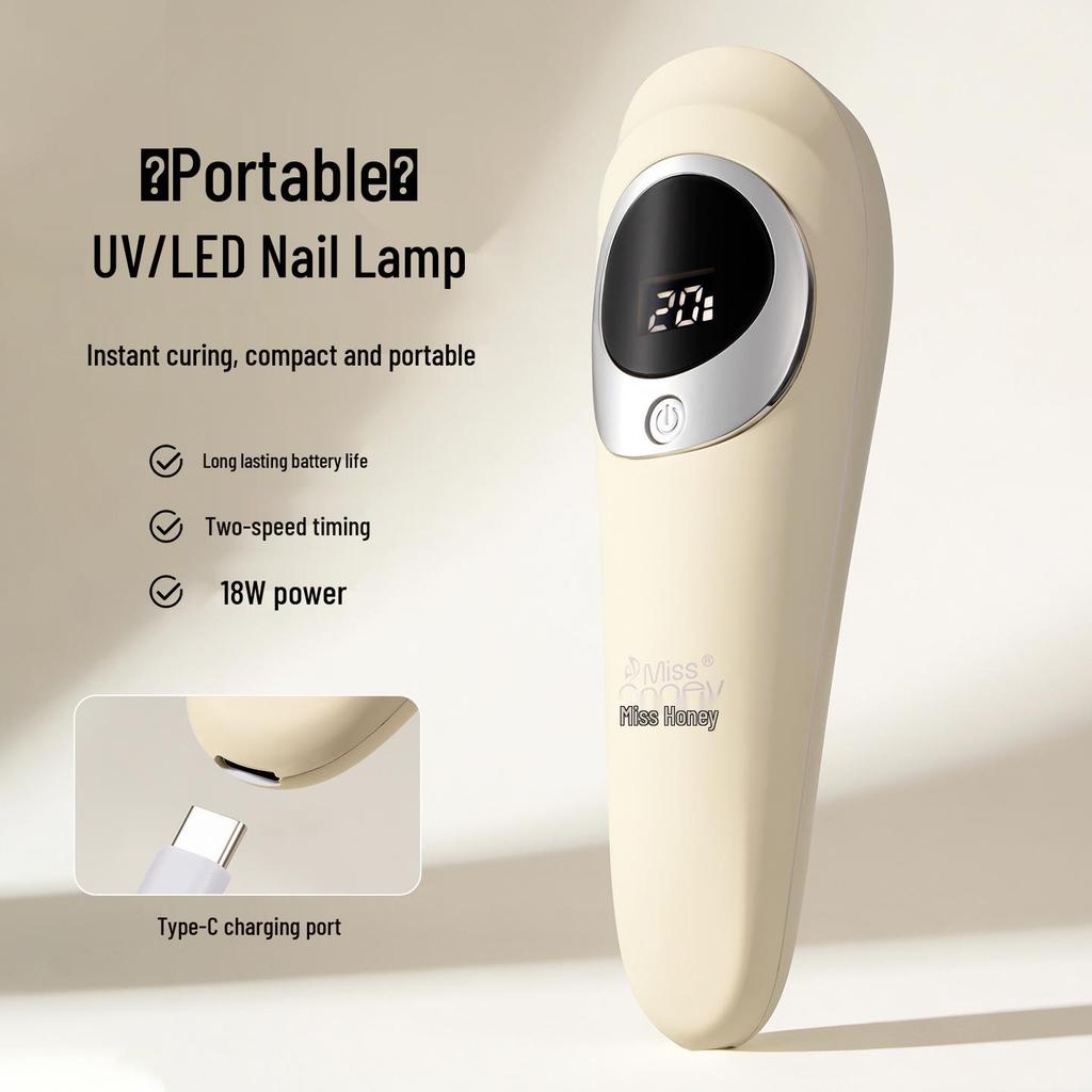 Miss Honey Portable Rechargeable Nail Lamp - Fast-Drying Handheld Phototherapy for Nail Art