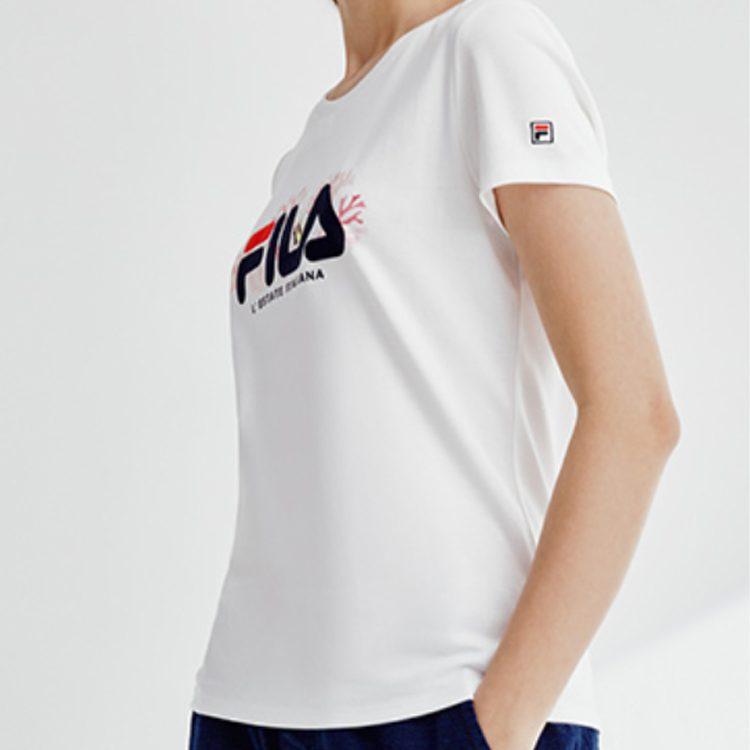 Fila T Shirts Women's White Crew Neck Moderate Straight Fit F11W928129FWT