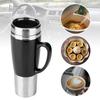 Car Electric Stainless Steel Heating Cup Coffee Tea Drinking Cup Mug Black for Winter Travel 12V