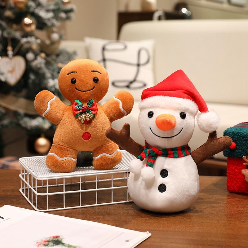 1Pc 20-30CM Lovely Christmas Series Dolls Elk Santa Claus Snowman Gingerbread Man Plush Toy Cute Christmas Tree Decor Gift
