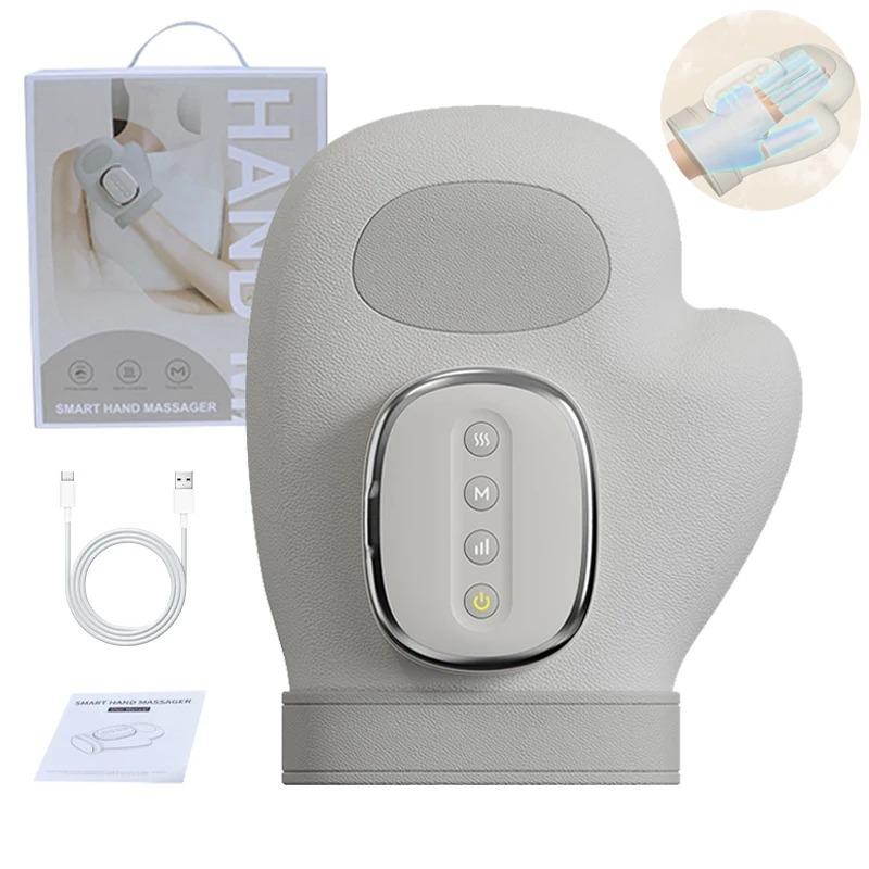 Smart Hand Massager with Airbag Compression & Vibration: Heated Relaxation Glove серый