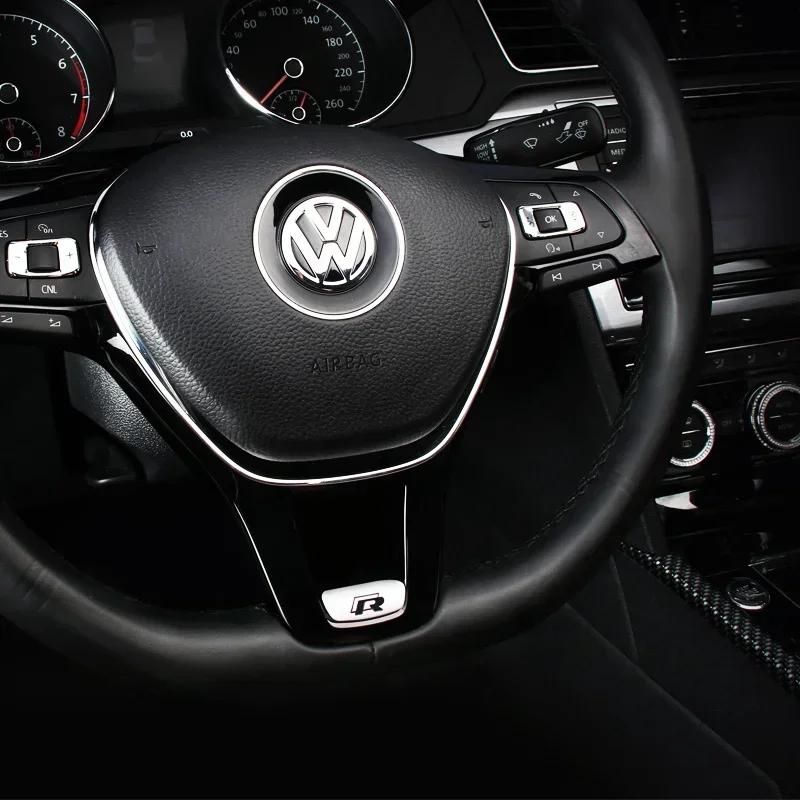 Emblems Volkswagen R Emblem Zinc Alloy Car Steering Wheel Trim Buckle For VW Golf Polo GTI Tiguan CC Passat Variant Jetta Santan zf6