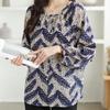 Fashion Elegant Casual Loose Chiffon Shirts Women Long Sleeve Tops Plus Size Women's Blouses Round Neck Slim Vintage Print Shirt Woman Clothing 26340